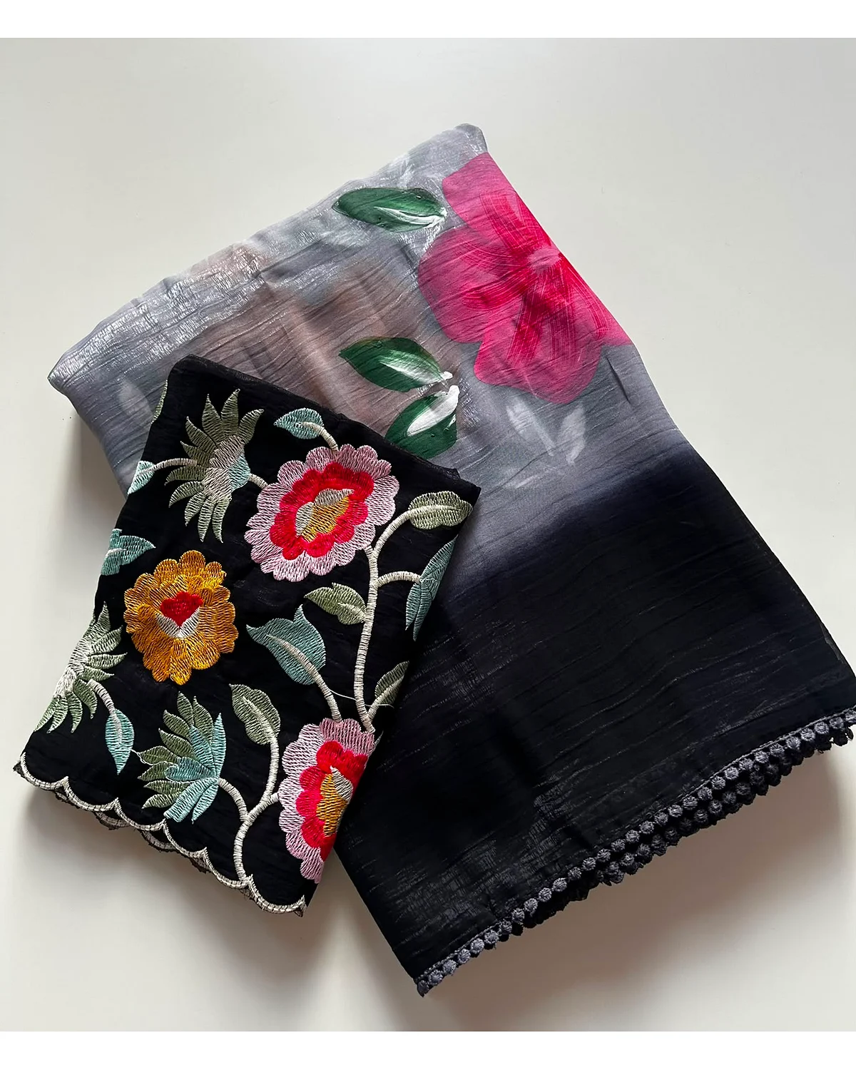 Space silk hand painted sarees