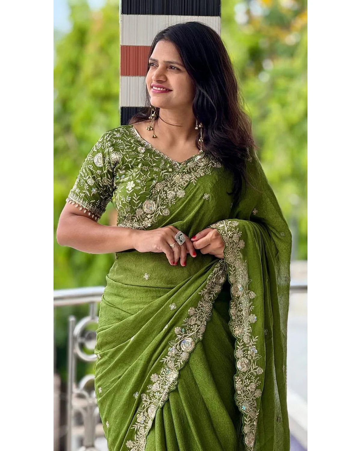 Fancy work sarees