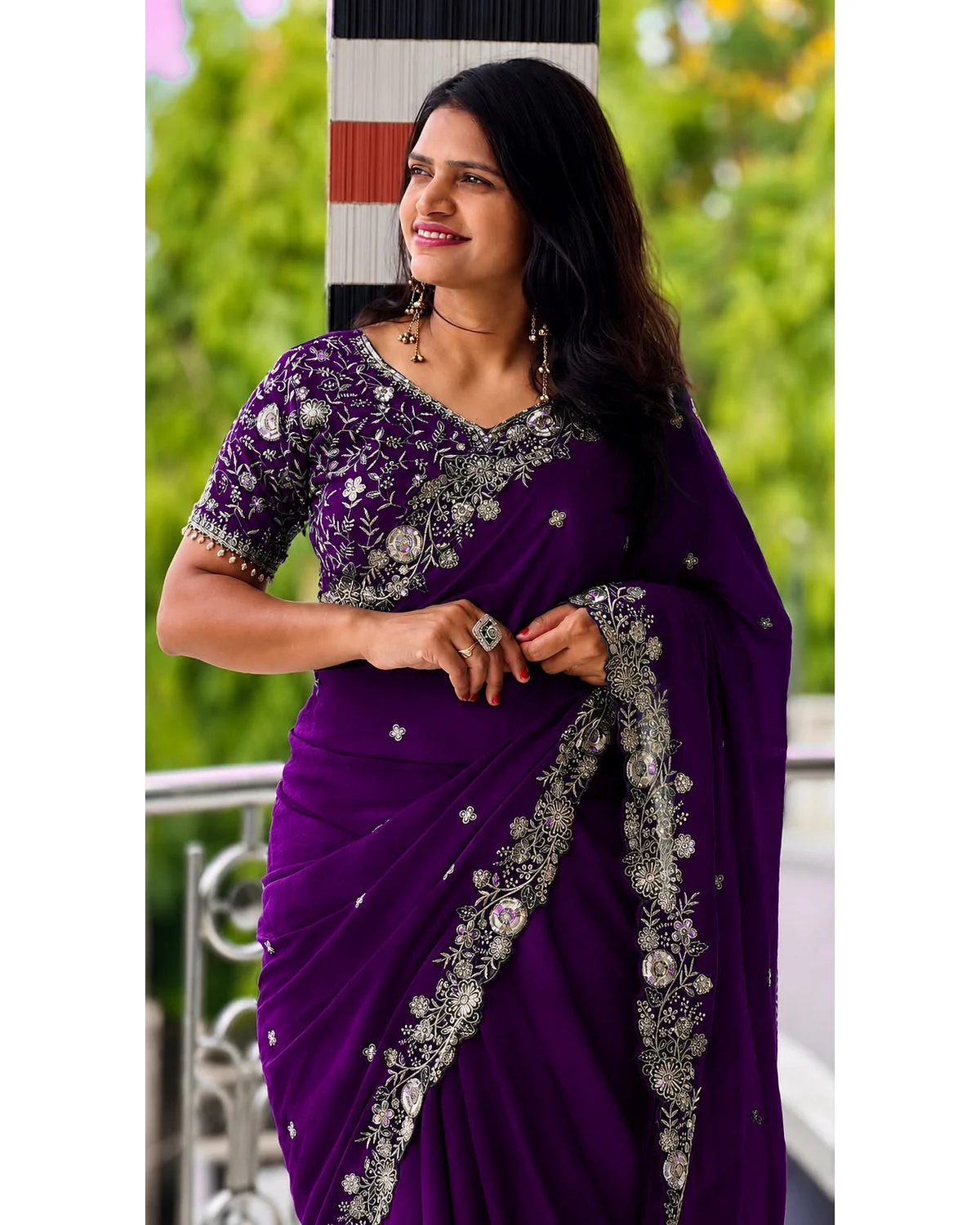 Fancy work sarees