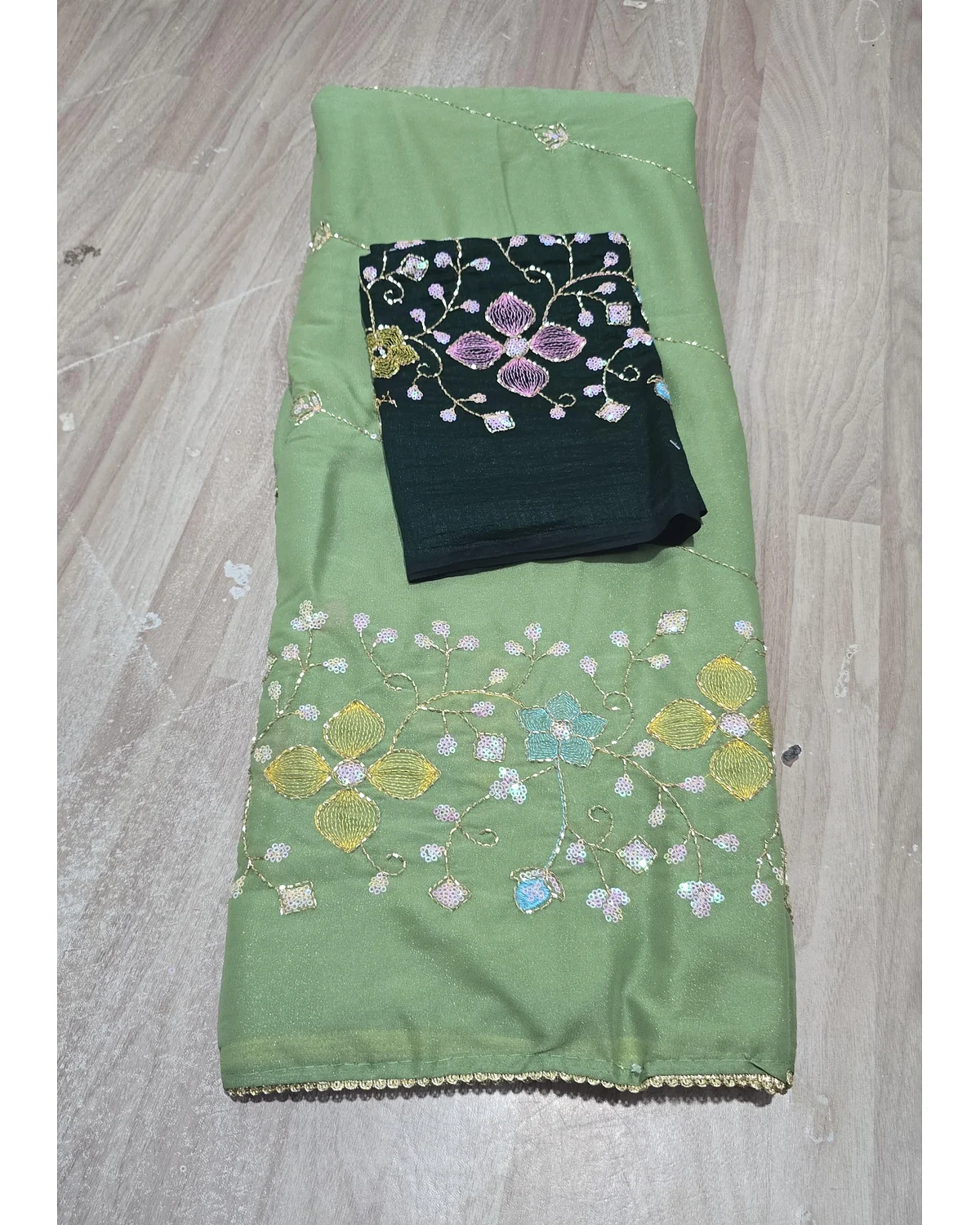 Space silk fancy work sarees