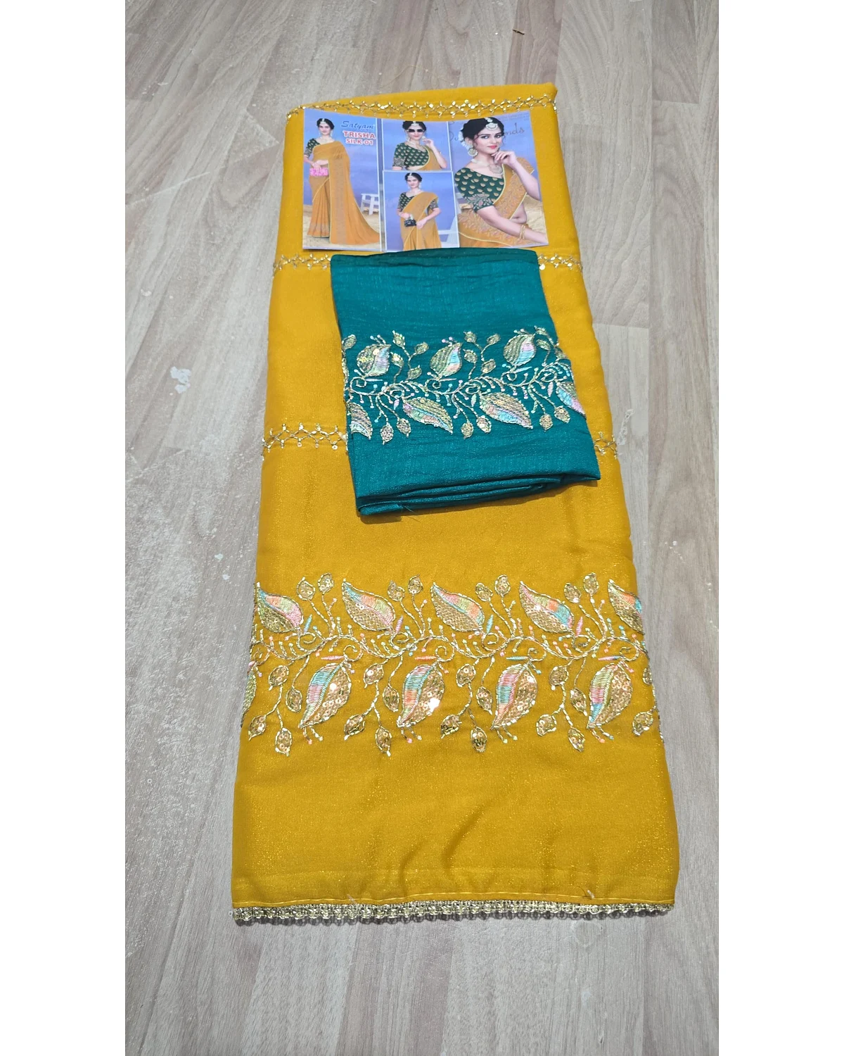 Space silk fancy work sarees