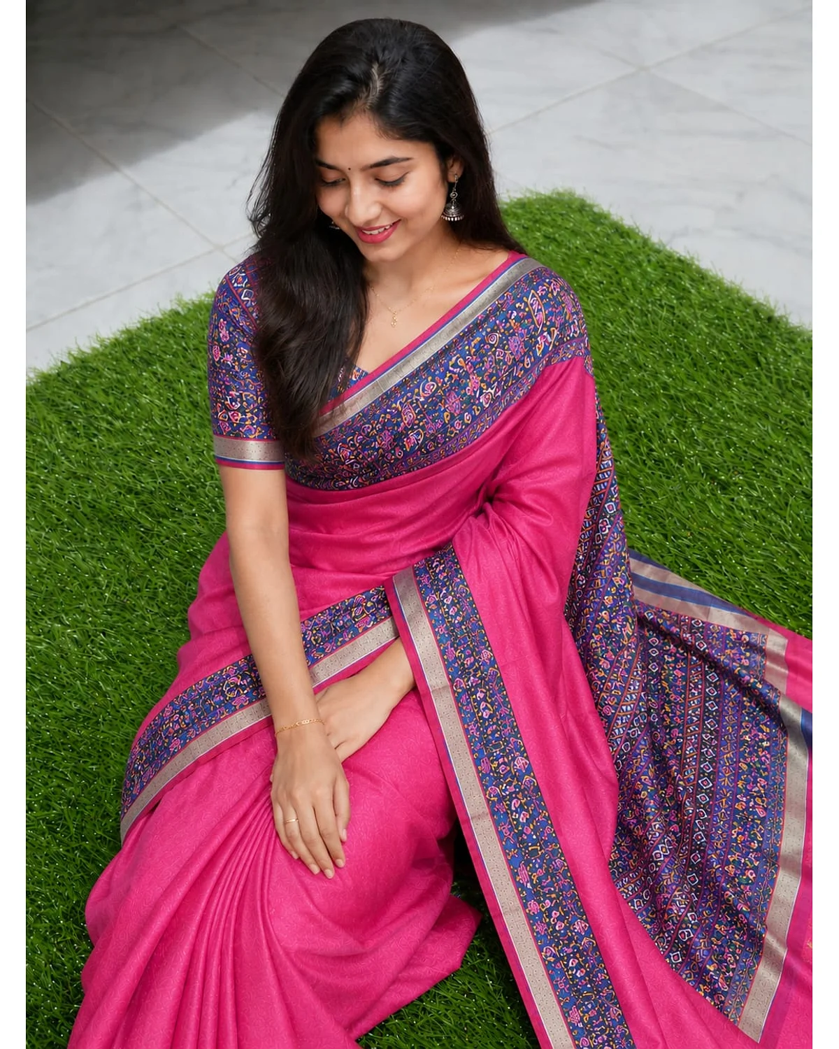 Dolphin silk fancy check sarees