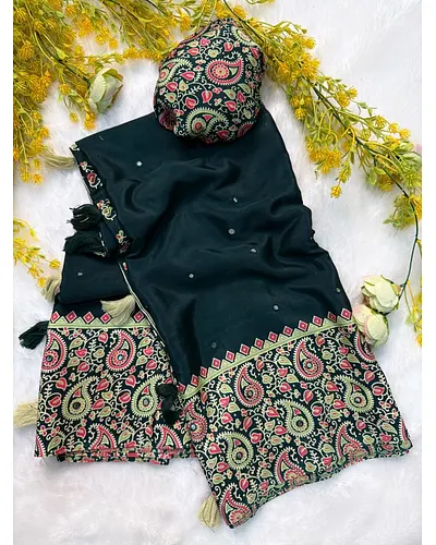 Bhagalpur silk with printed border