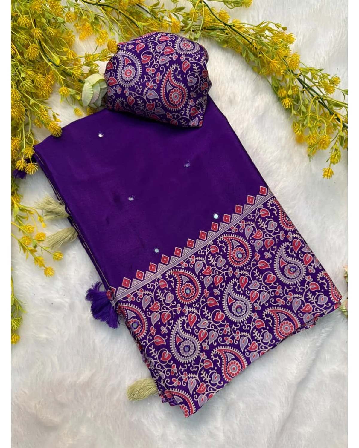 Bhagalpur silk with printed border