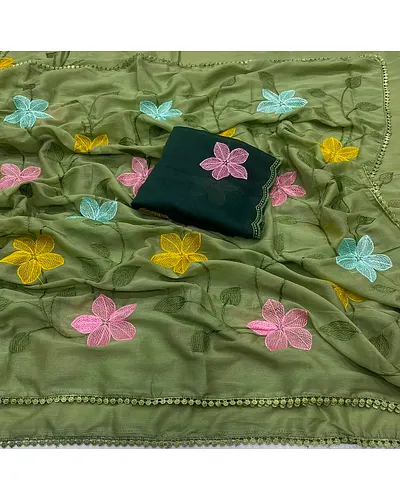 Fancy thread work sarees