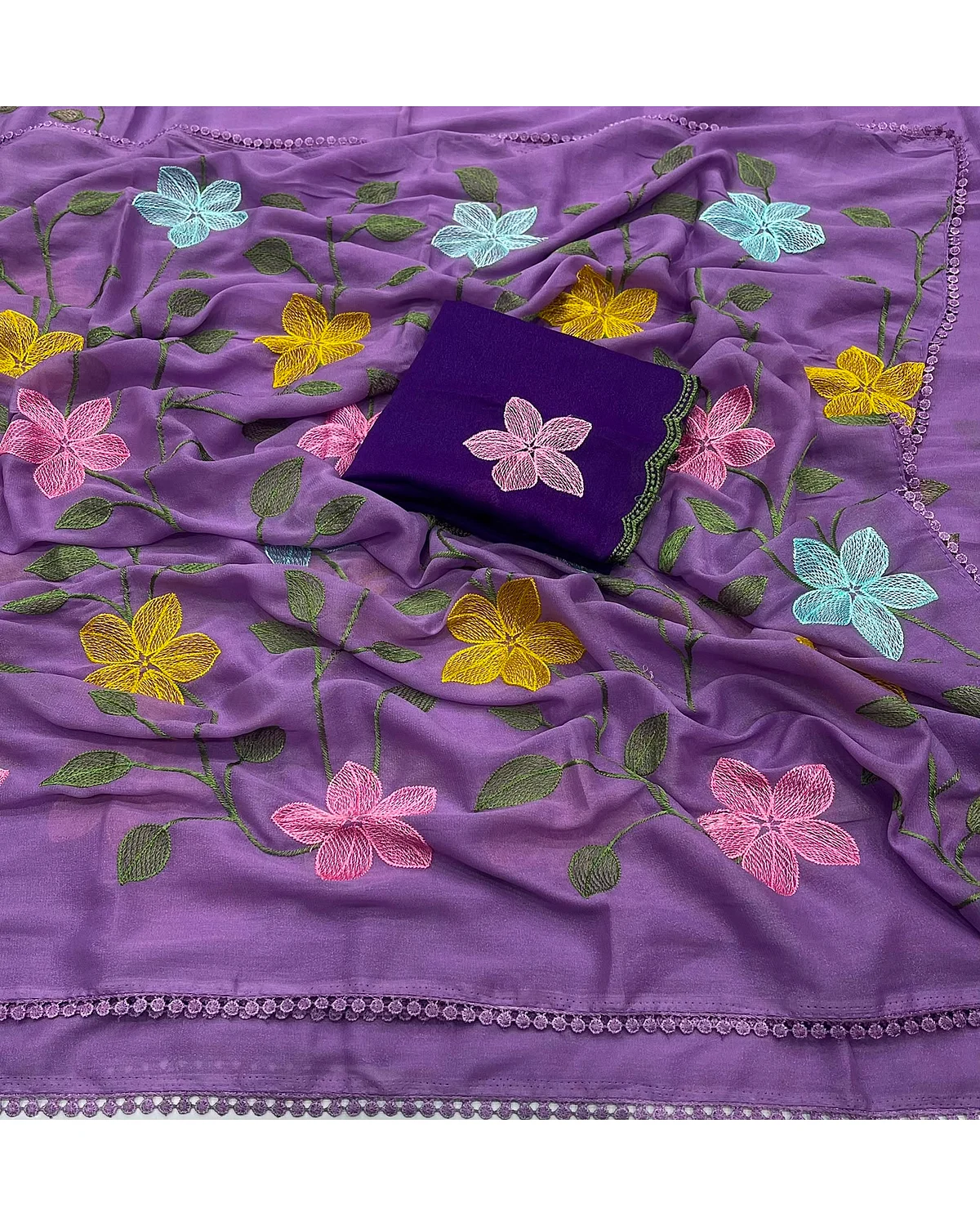 Fancy thread work sarees