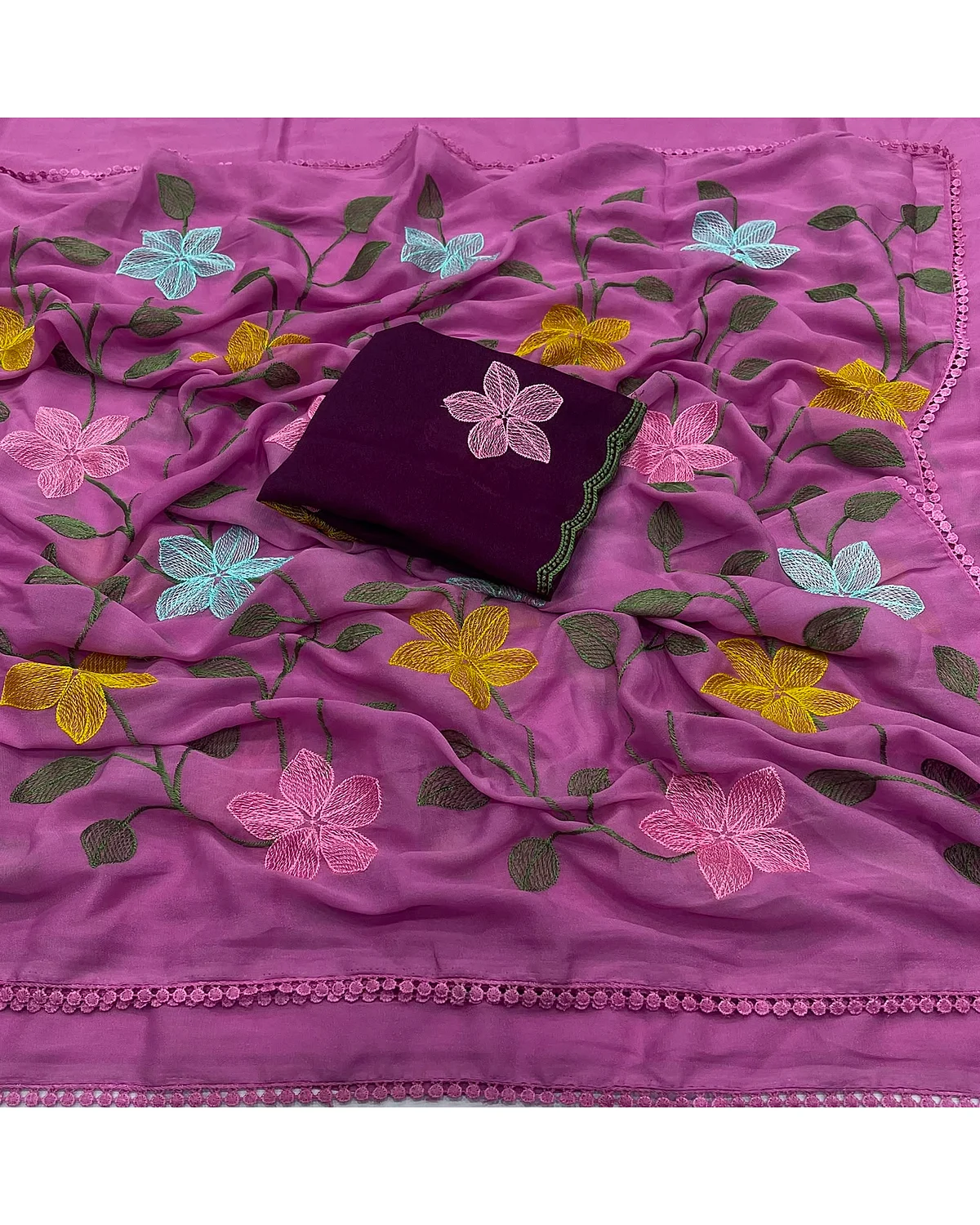 Fancy thread work sarees