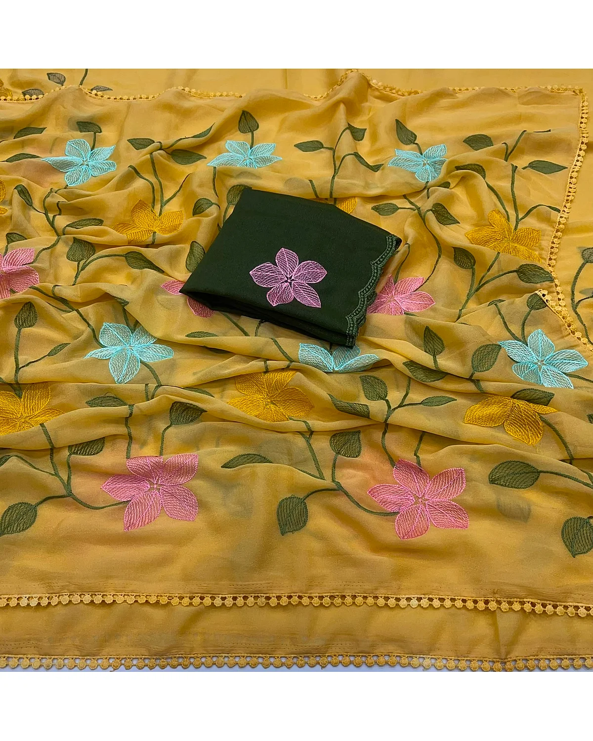 Fancy thread work sarees
