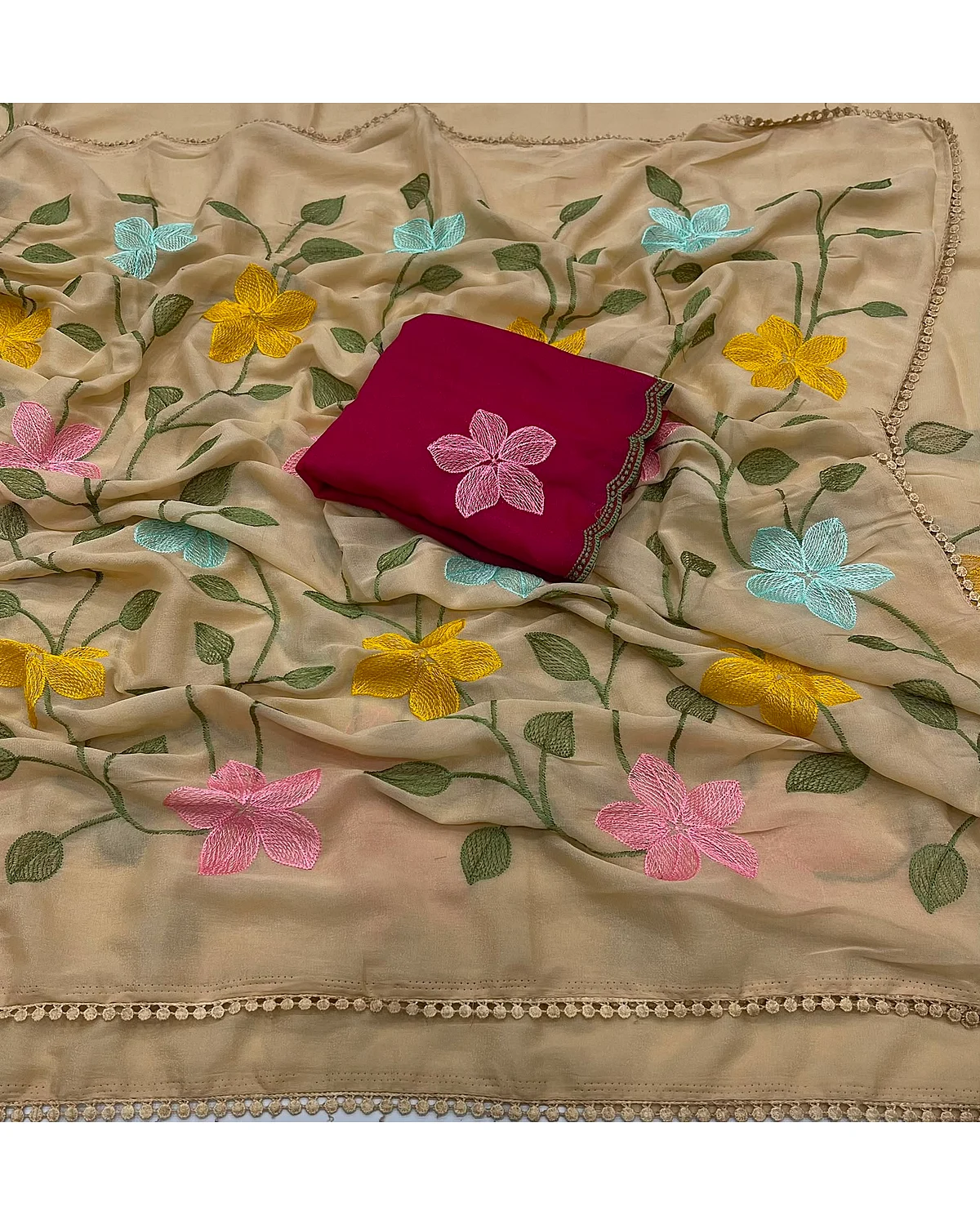 Fancy thread work sarees