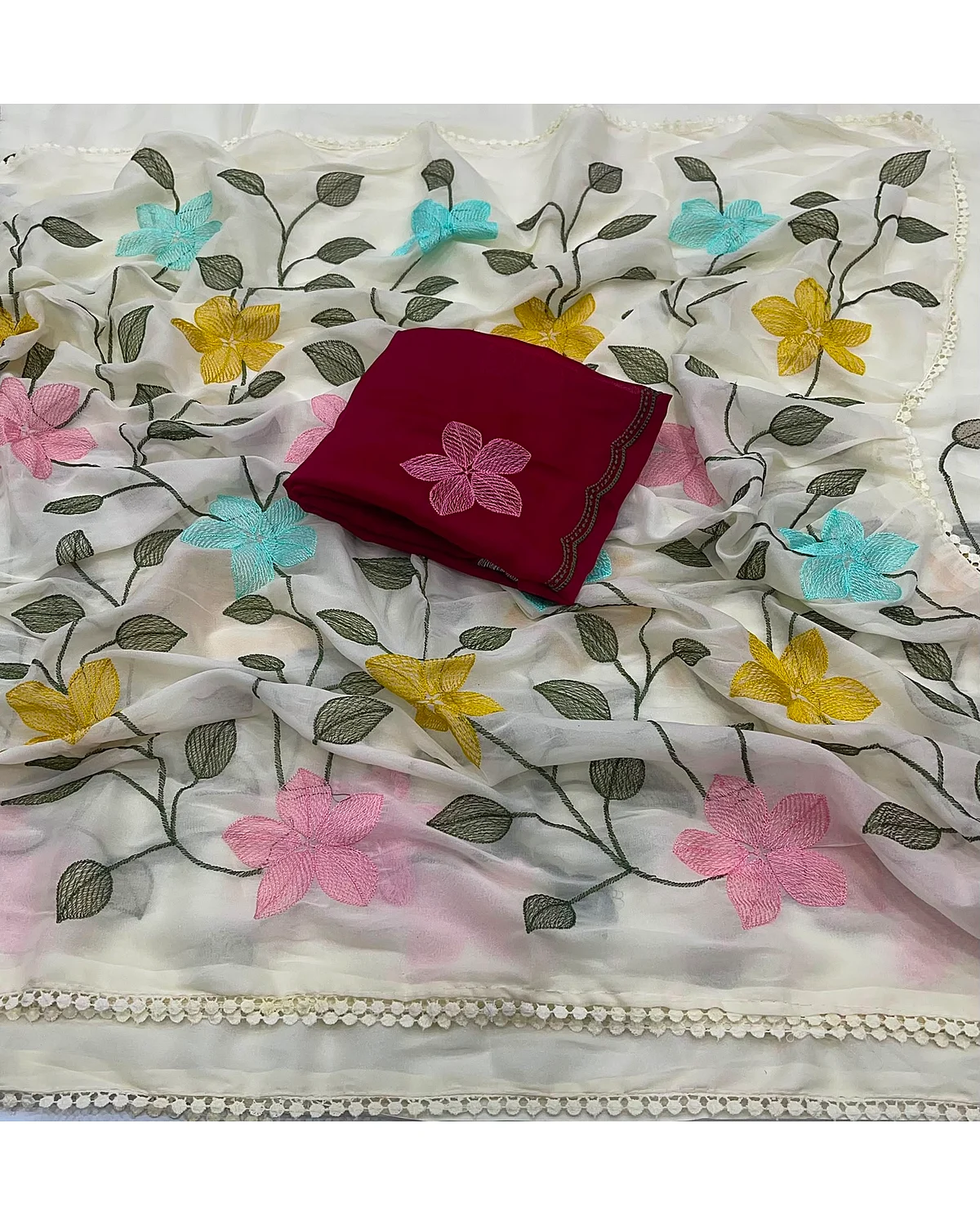 Fancy thread work sarees