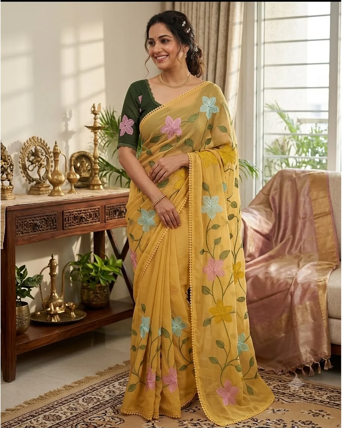 Fancy thread work sarees