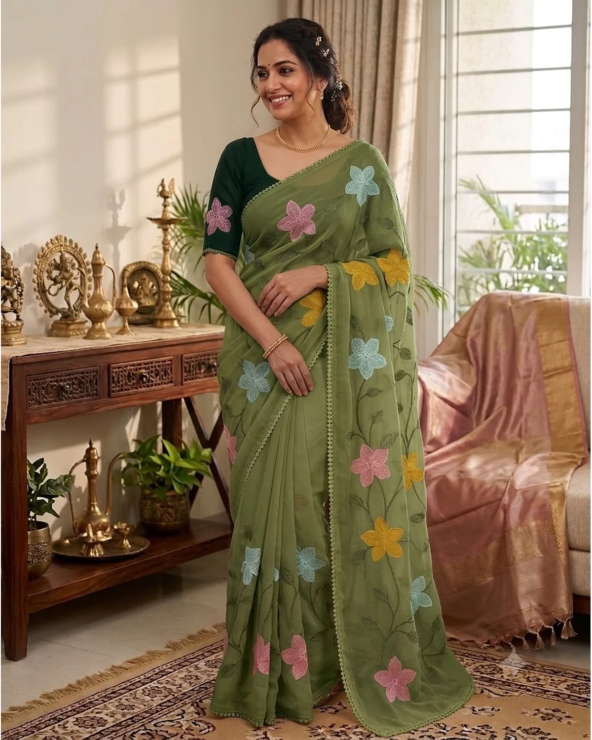 Fancy thread work sarees