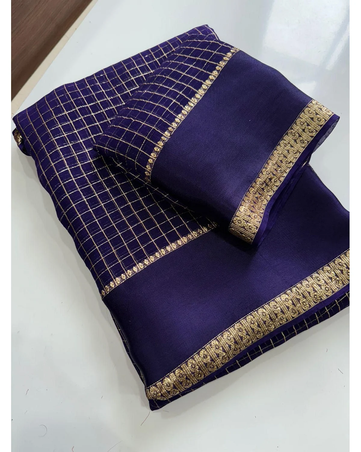Semi georgette check sarees
